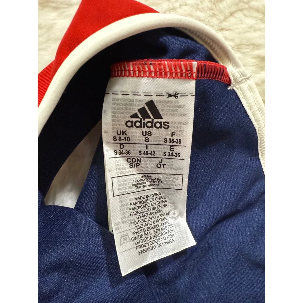 Adidas Sports Bra Kids Red Navy Blue Colorblock Mesh Racerback Activewear S